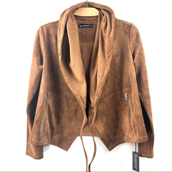 NEW BLANK NYC Faux Suede Hoodie Jacket in Brown Size S - Picture 4 of 9